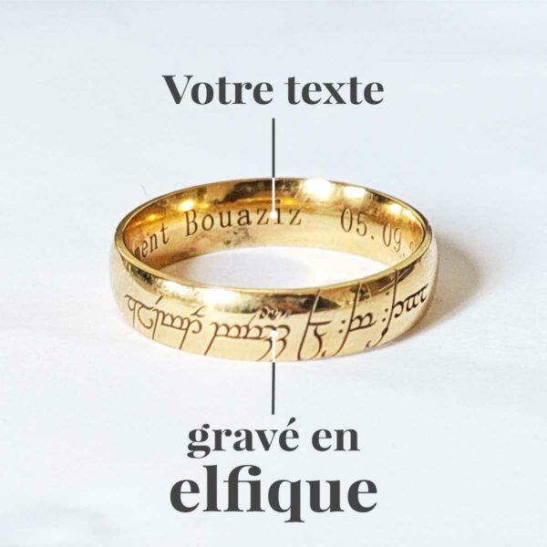 Anneau bombé 5mm : votre texte gravé en Elfique – Image 2