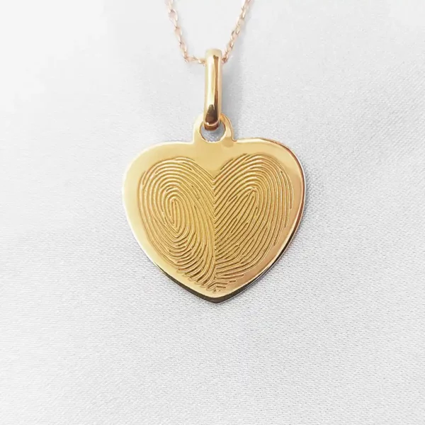 Médaille coeur double empreinte digitale – Image 2