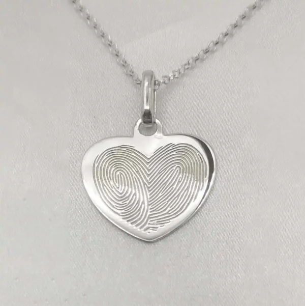 Médaille coeur double empreinte digitale